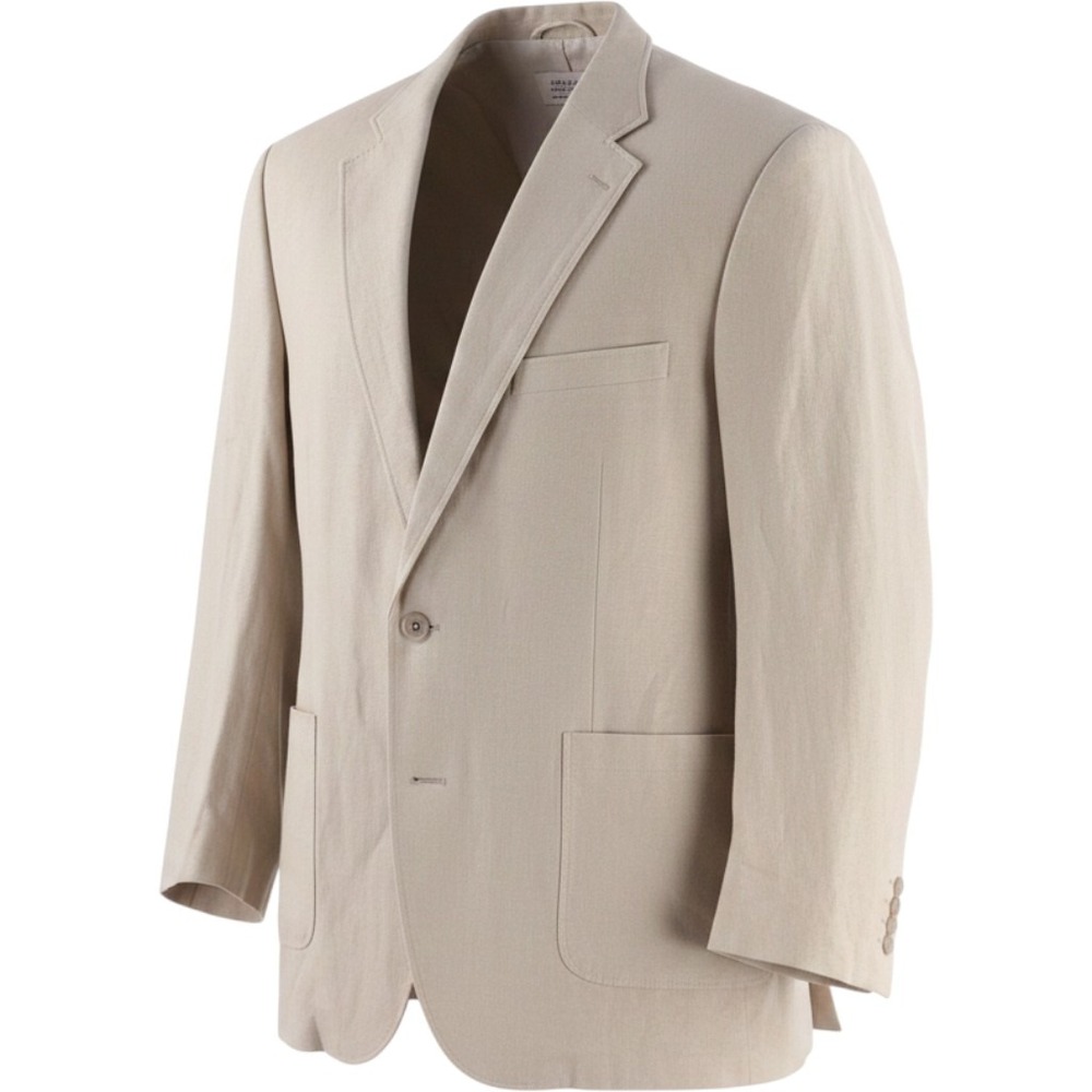 Oak Hill Mens 54L Linen Blend Blazer Tan Khaki Two Button Sport Coat Jacket